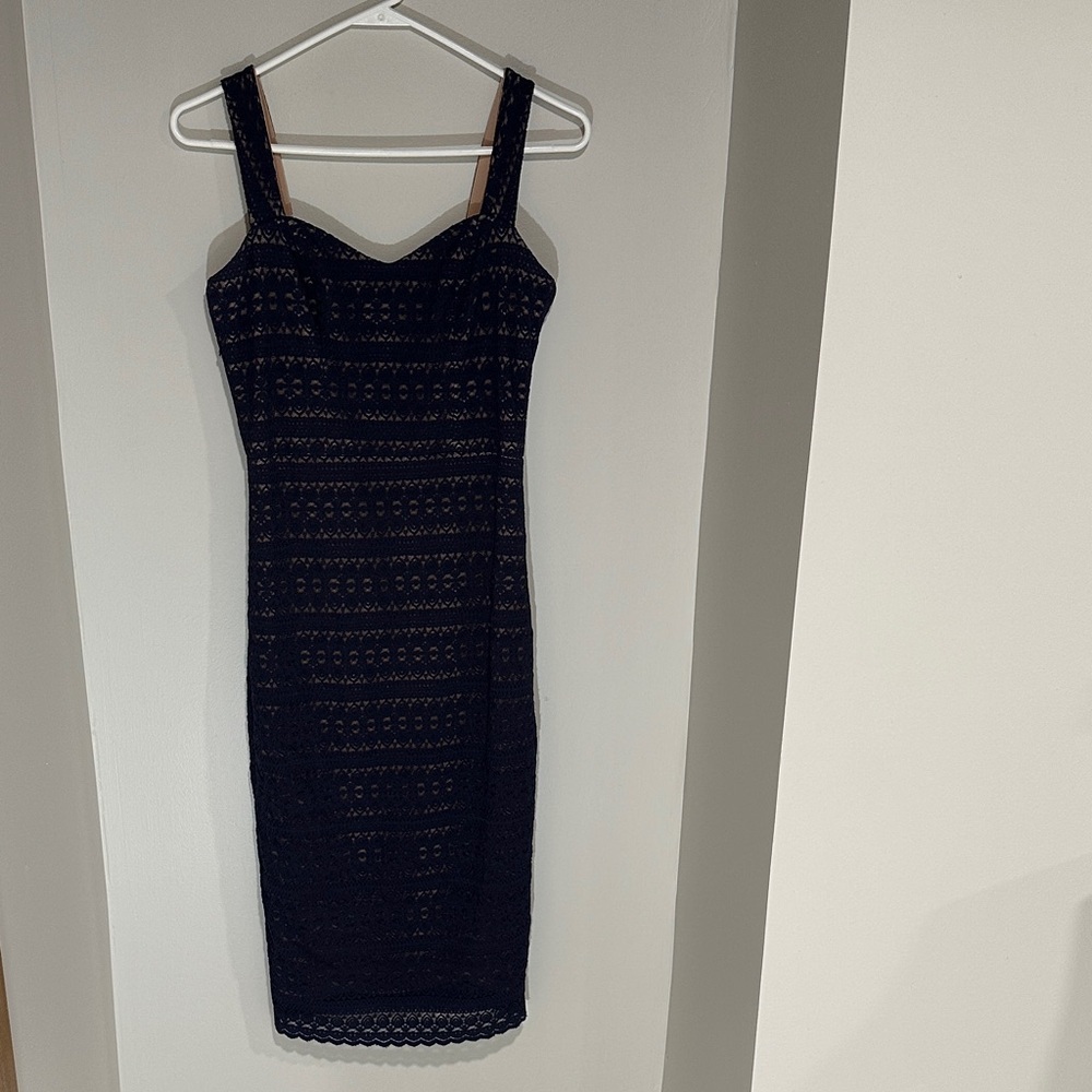 Dress the Population Navy Lace Midi Dress